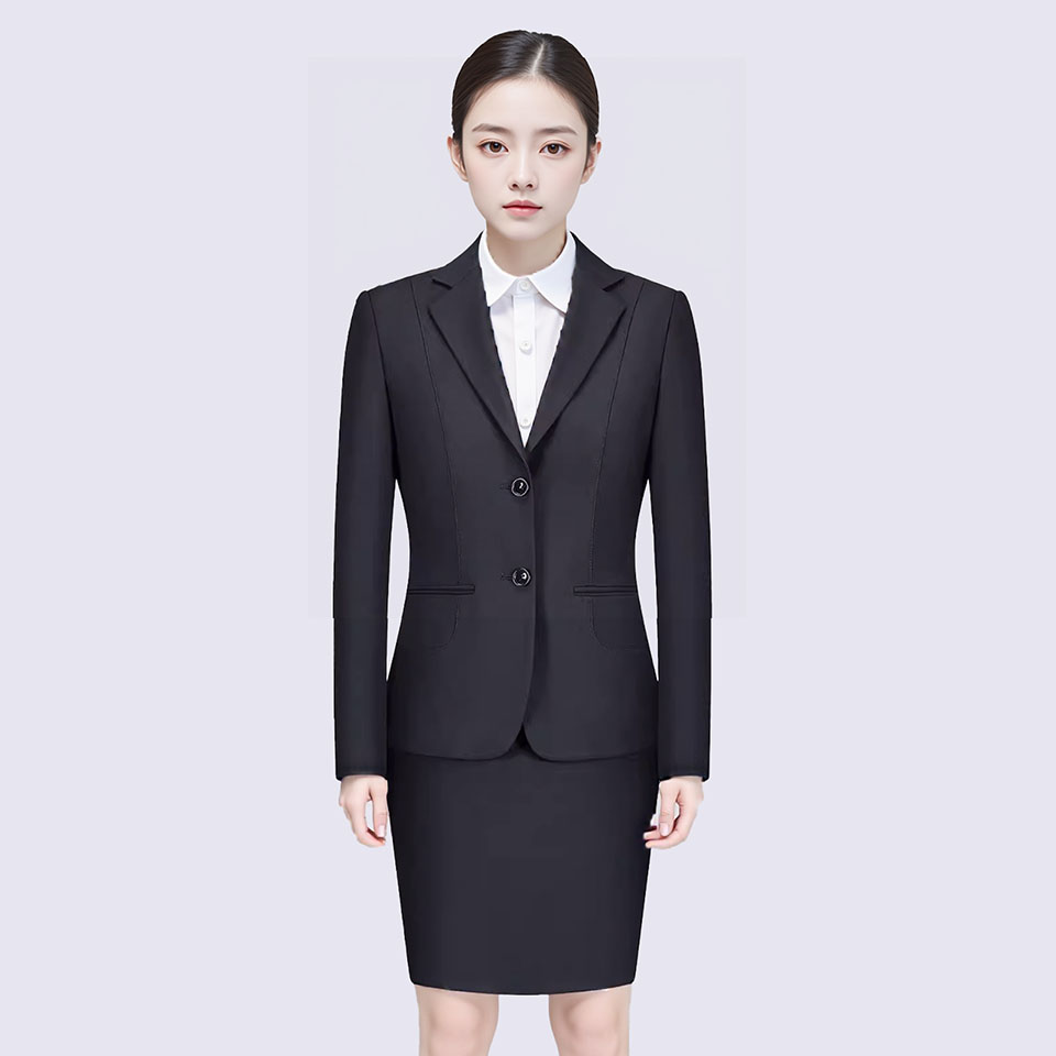 深藏青单排扣女西服套裙-商城工具