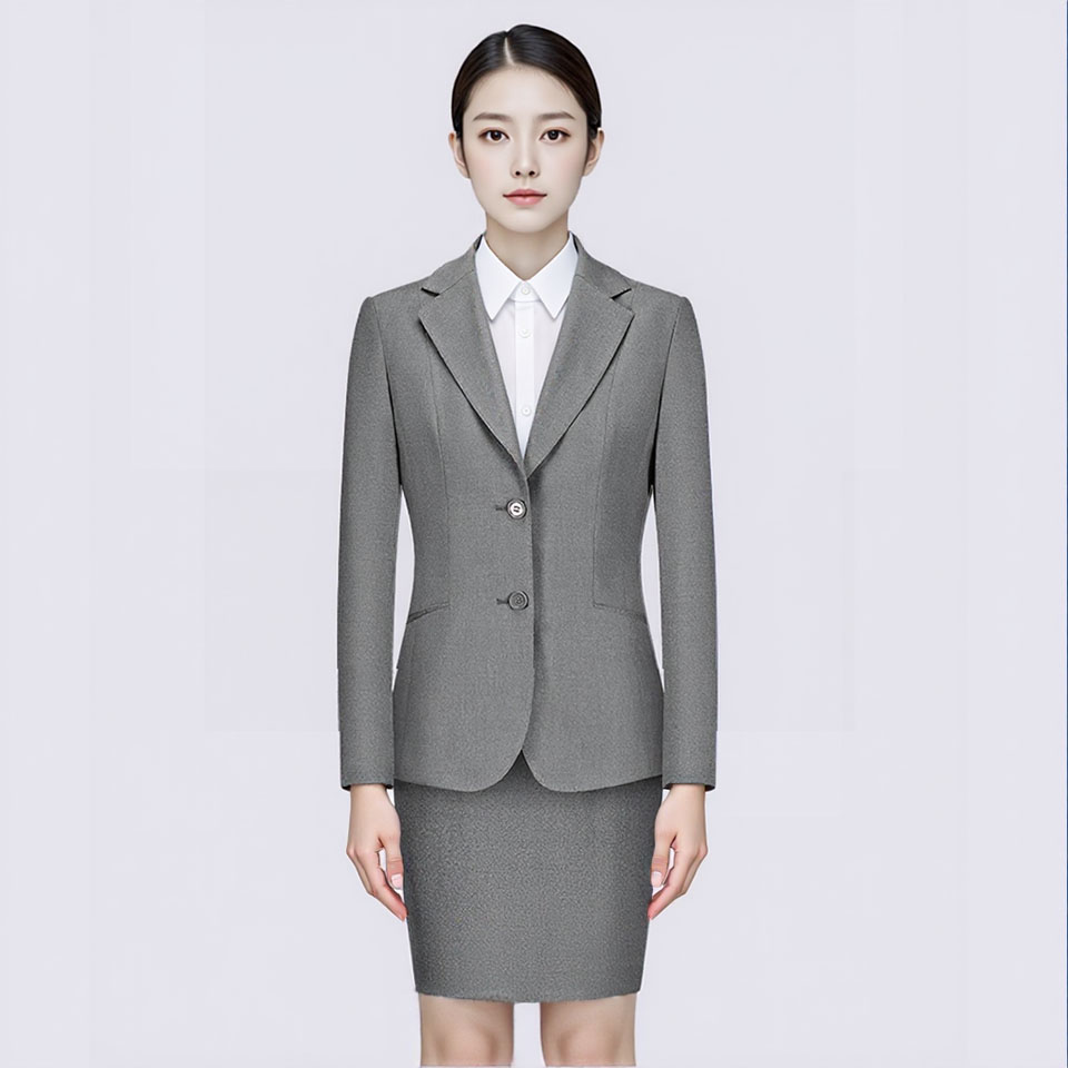 灰色单排扣女西服套裙-商城工具