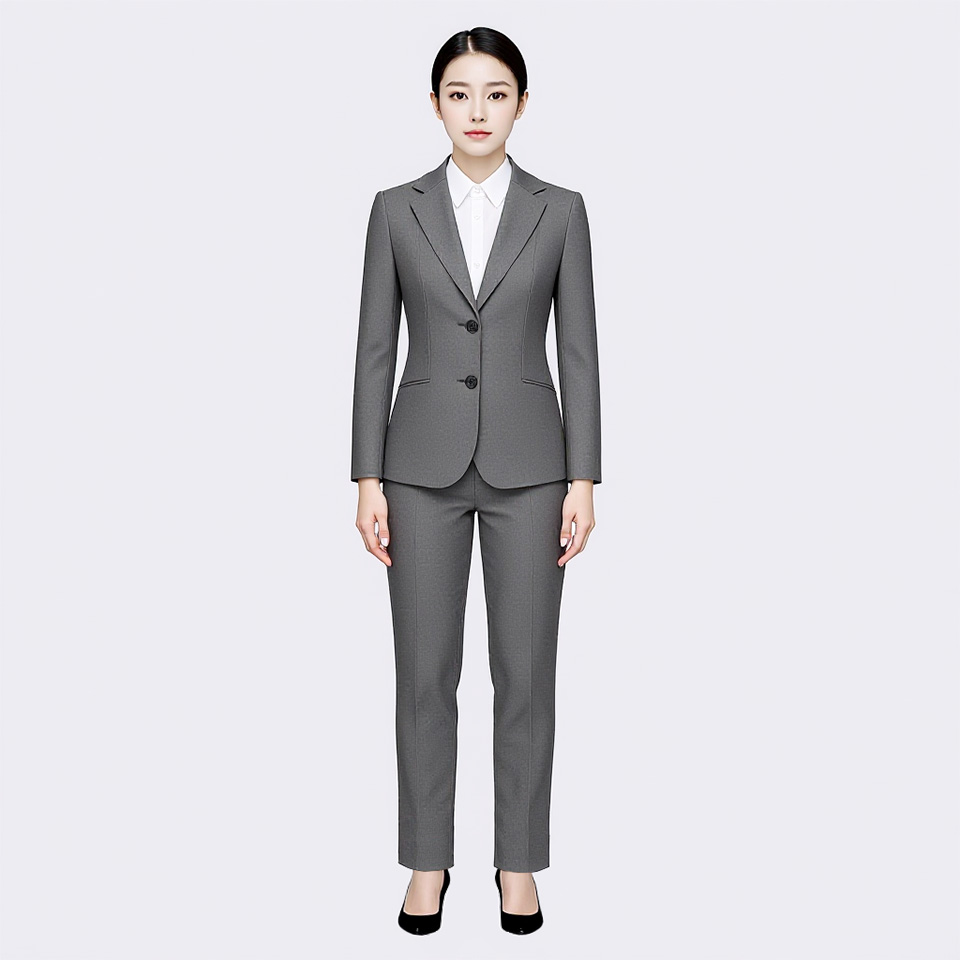 灰色女式西服套裤-POLO衫