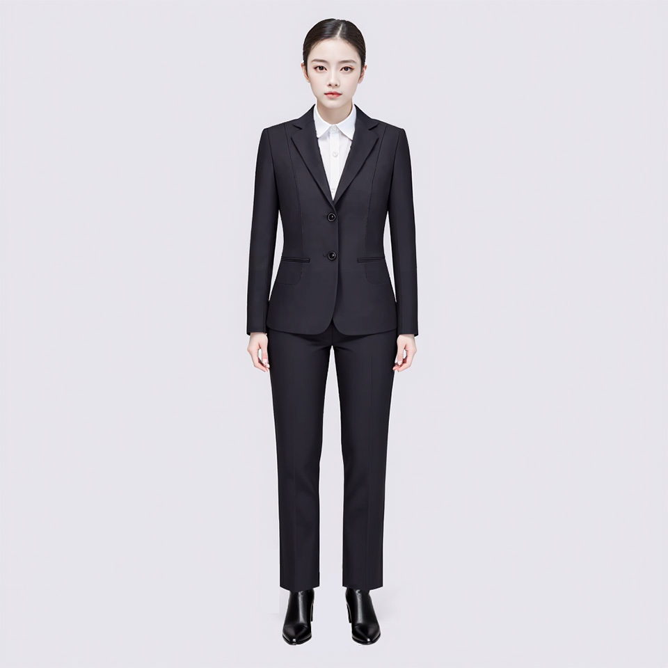 藏青女式正装西服套裤-POLO衫