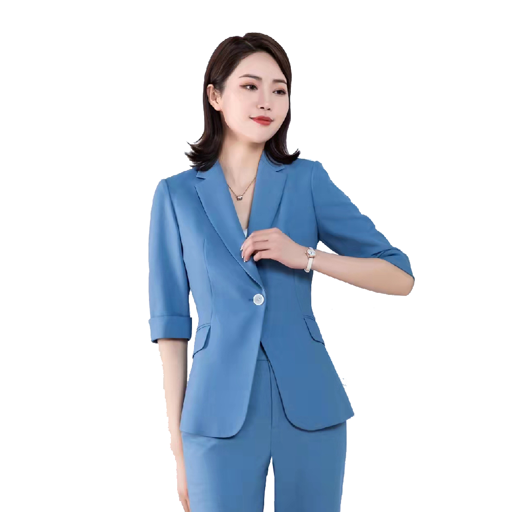 兰色三件套中袖通勤女套装003-商城工具